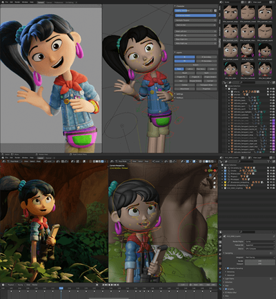 带表情Blender Cloud – Ellie – v1 卡通3D模型下载（Blend）
