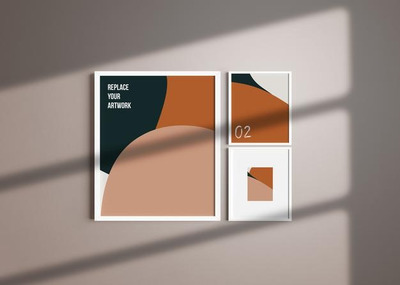 阳光阴影作品展示框架样机[psd]