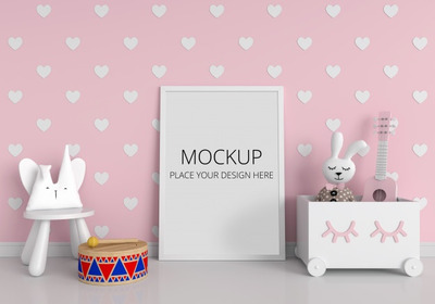 可爱元素场景空白相框样机[psd]