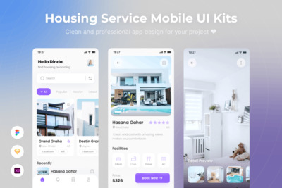 住房服务移动 APP UI Kits (FIG,SKETCH,XD)