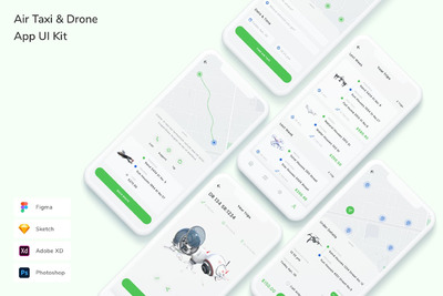 空中滑行和无人机 App UI Kit (FIG,PSD,SKETCH,XD)