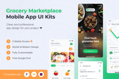 杂货市场移动 UI Kits (FIG,SKETCH,XD)