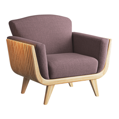 Replica实木框架紫色布艺软垫扶手沙发椅3D模型（OBJ,FBX,MAX）