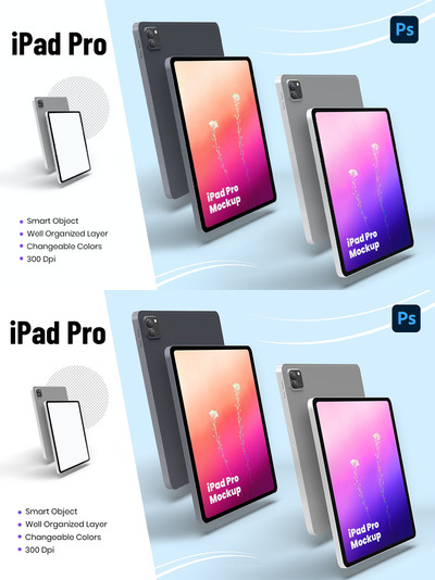 iPad Pro平板产品样机(PSD,PDF)