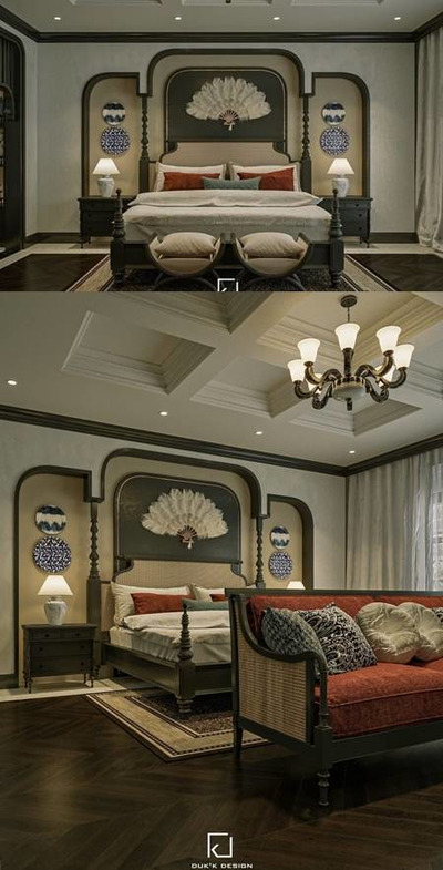 南亚风卧室设计卧室家具和装饰组合3D模型（MAX）