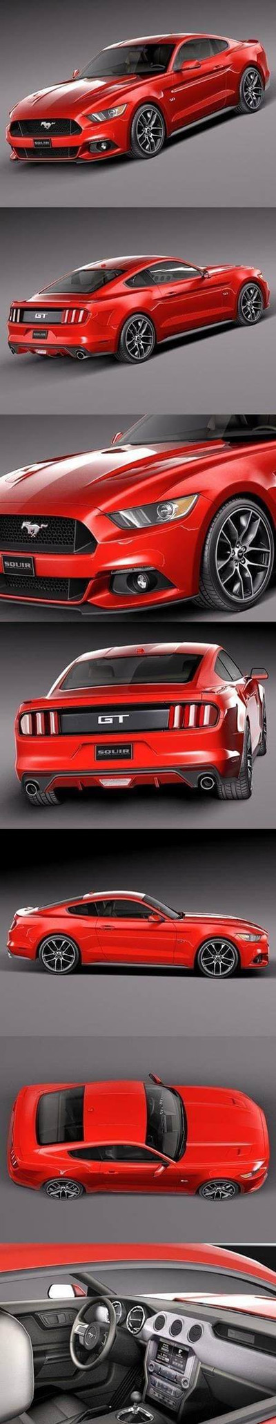 Ford Mustang GT 2015款福特Mustang红色跑车3D模型（OBJ,FBX,MAX）