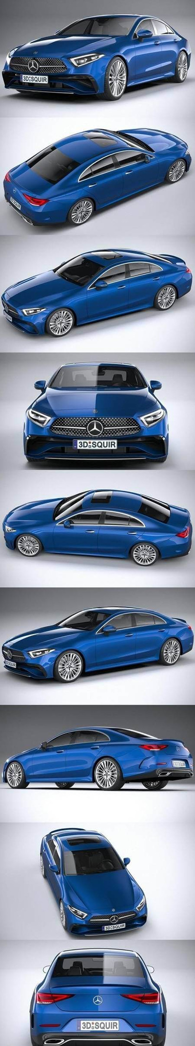 Mercedes-Benz CLS梅赛德斯奔驰CLS 2022款蓝色轿车3D模型（OBJ,FBX,MAX）
