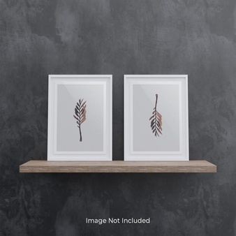 木架上的白色相框样机[psd]