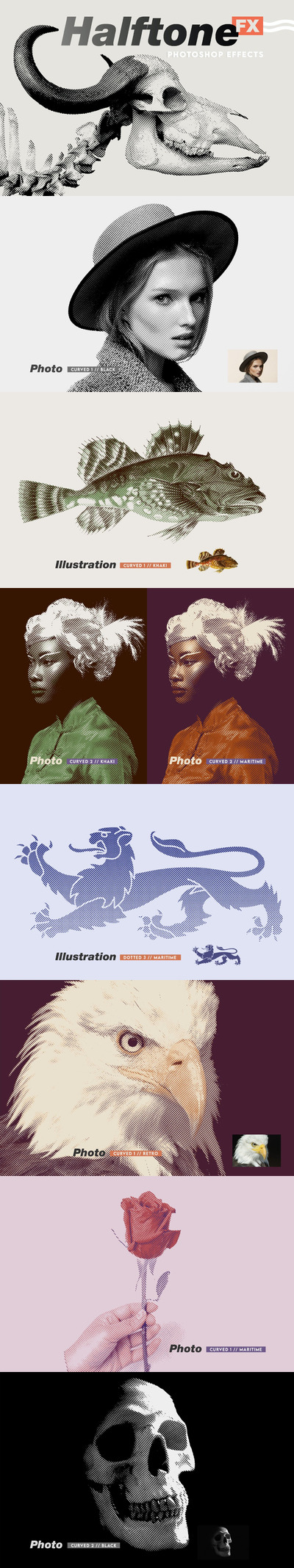 Halftone FX - PSD雕刻印刷机印刷效果photoshop动作预设图层样式