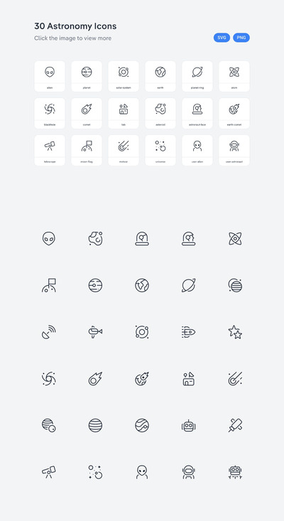 高端清新天文图标icon设计模板-SVG, PNG