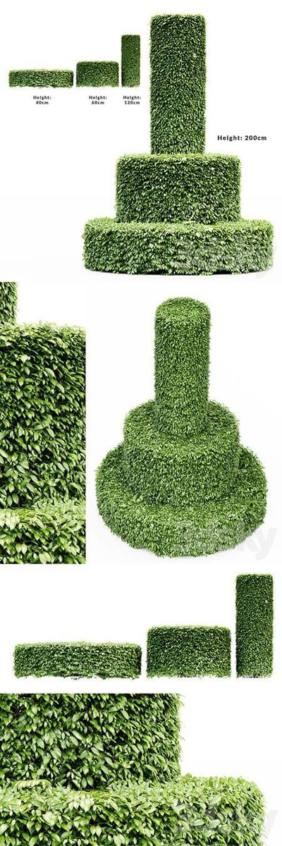 圆柱形绿色植物景观3D模型（OBJ,FBX,MAX）