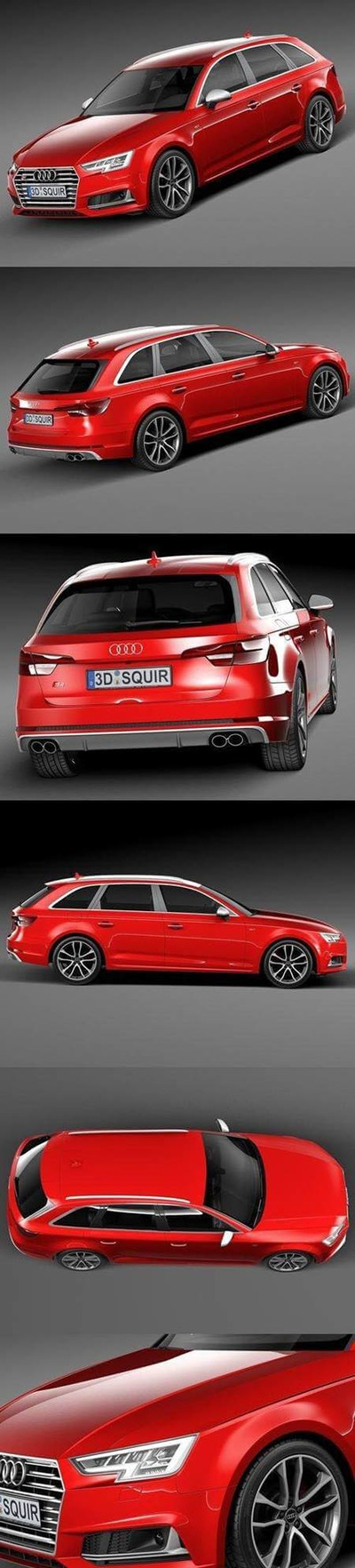 奥迪S4 Avant 2017款红色汽车3D模型（OBJ,FBX,MAX）