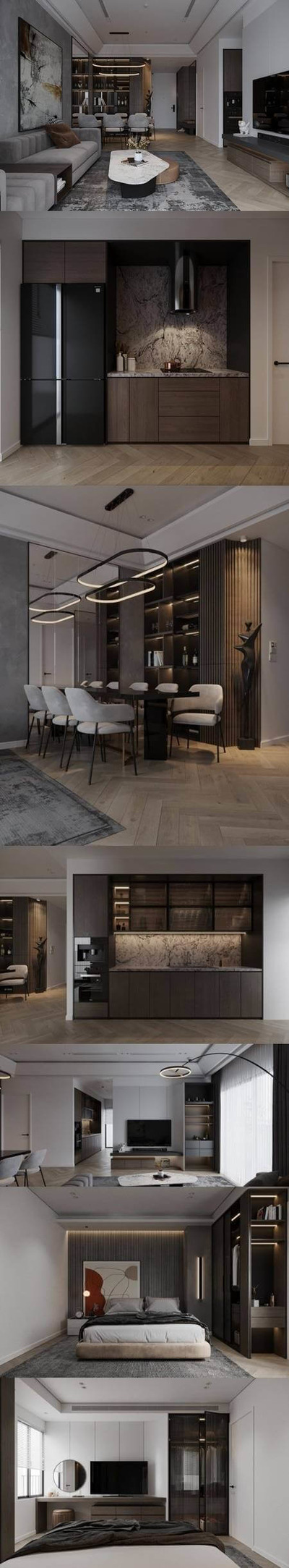 全套家庭室内设计客厅厨房卧室家具和装饰组合3D模型（MAX）