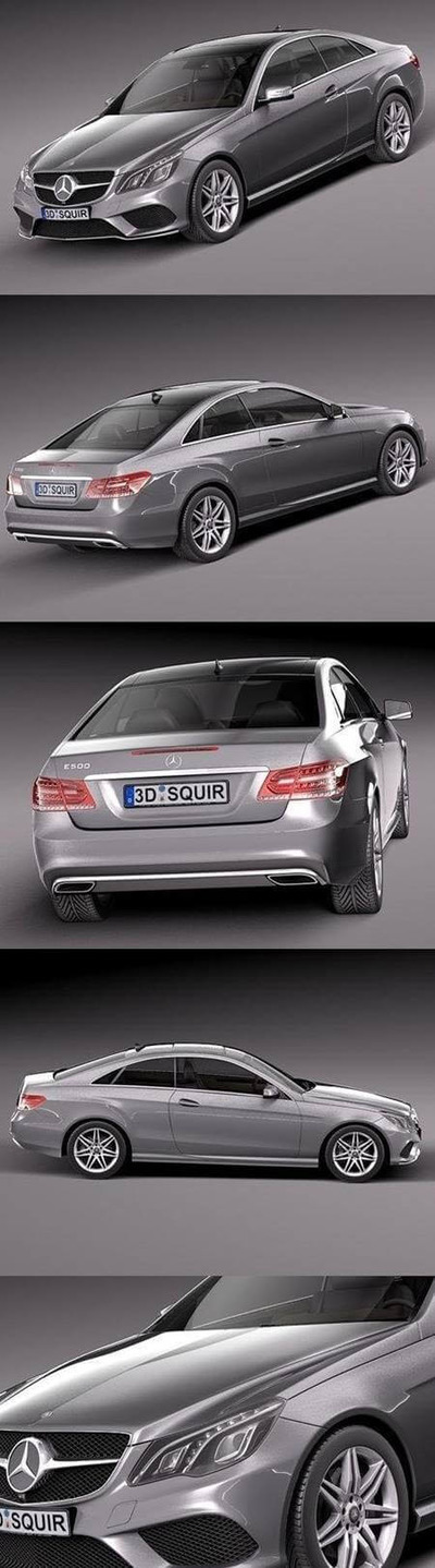 梅赛德斯奔驰Coupe 2014款E级灰色轿跑车3D模型（OBJ,FBX,MAX）