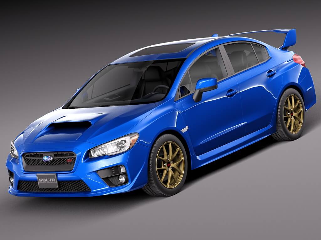 2015斯巴鲁Subaru Impreza WRX STI蓝色汽车3D模型（OBJ,FBX,MAX）