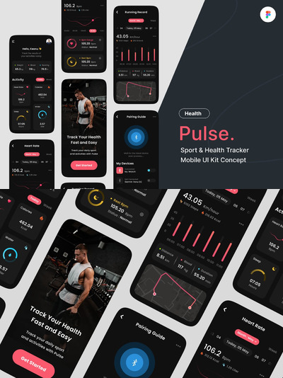 高品质的健康运动健身APP UI KITS-figma