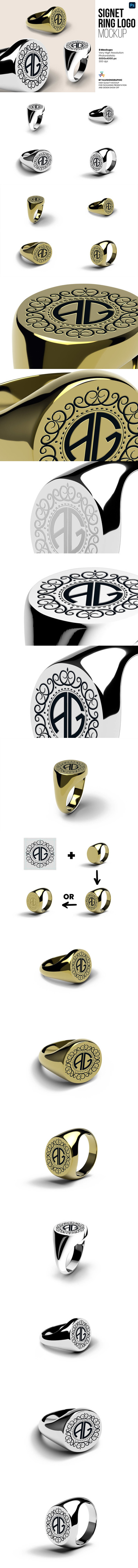 图章戒指标志Logo设计样机 (psd)