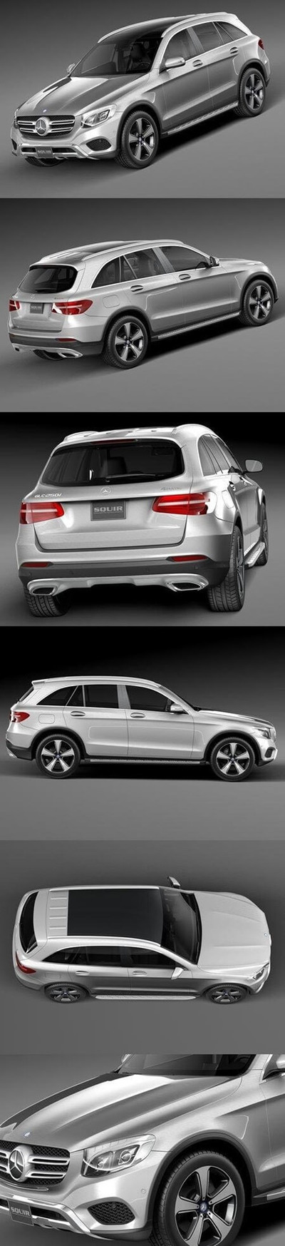 梅赛德斯奔驰GLC 2016款银色汽车3D模型（OBJ,FBX,MAX）