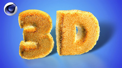 C4D制作的毛发字体工程源文件下载（C4D）