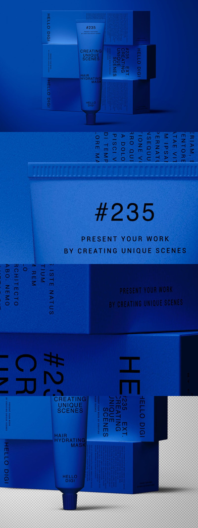 纸盒包装与护肤产品模型 (PSD)