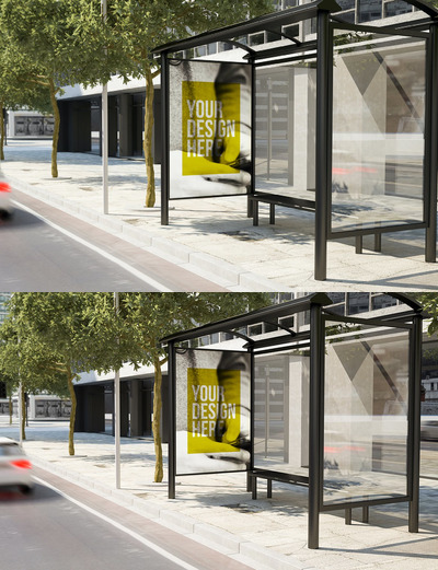 城市巴士公交站模型 (PSD)