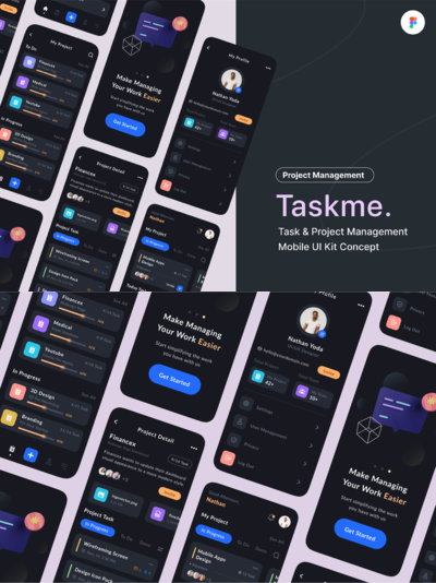 高品质的项目管理APP UI KITS-FIGMA