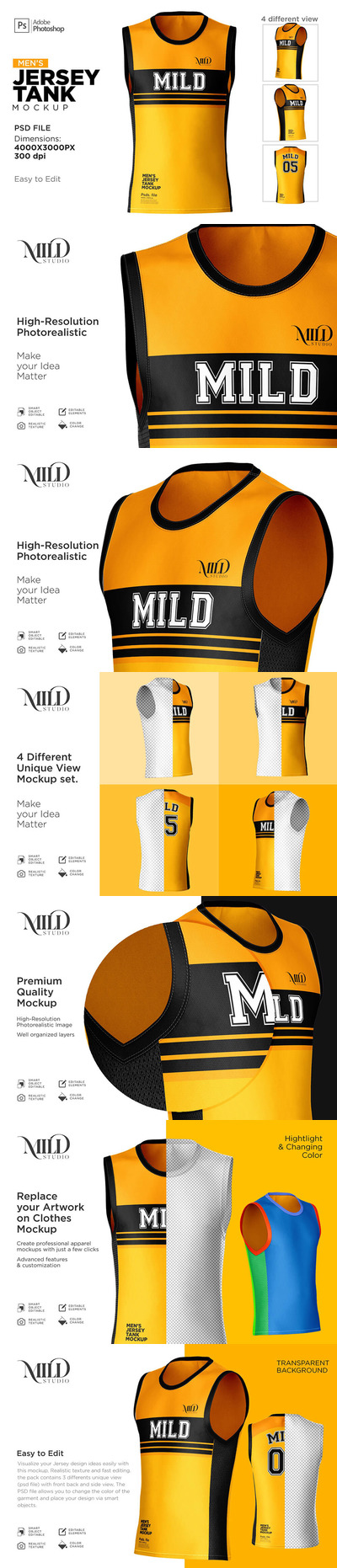 背心球衣套装样机 (psd)