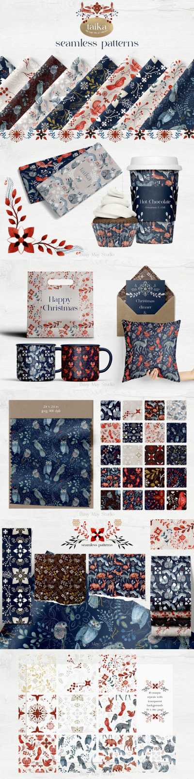 魔法&动物元素无缝图案背景素材 (jpg,png)