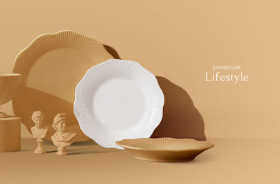 艺术雕塑&餐盘海报设计模板 (psd)