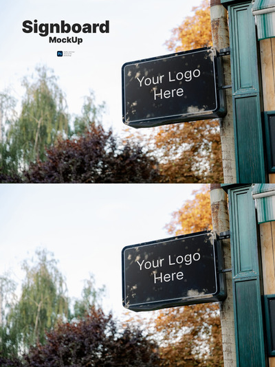 黑色矩形招牌模型(PSD,PDF)