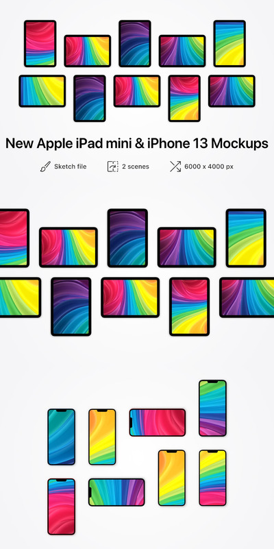 新款苹果iPad mini和iPhone 13模型(SKETCH)