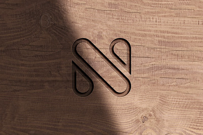 木头材质logo样机(PSD)