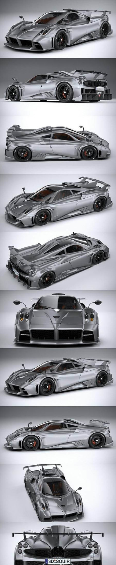 Pagani Imola帕加尼2021款银色豪华跑车3D模型（OBJ,FBX,MAX）