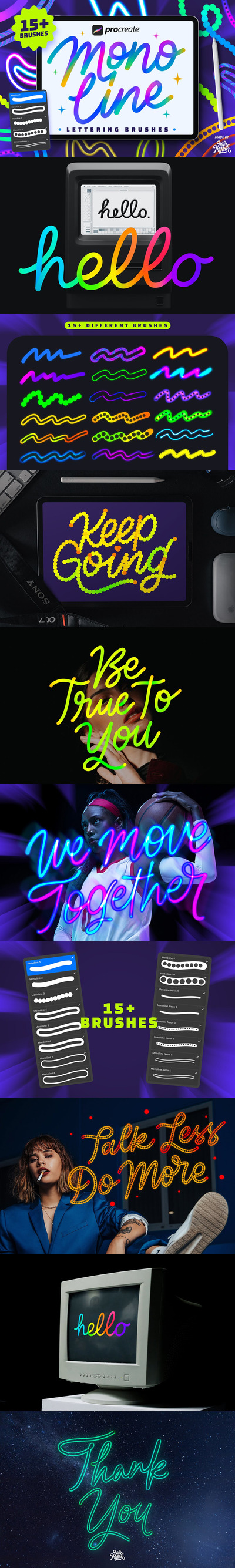 Procreate 单线刻字笔刷 (BRUSHSET)