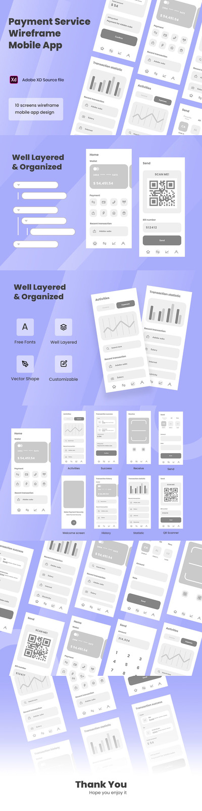 高品质的支付APP UI线框图设计模板
