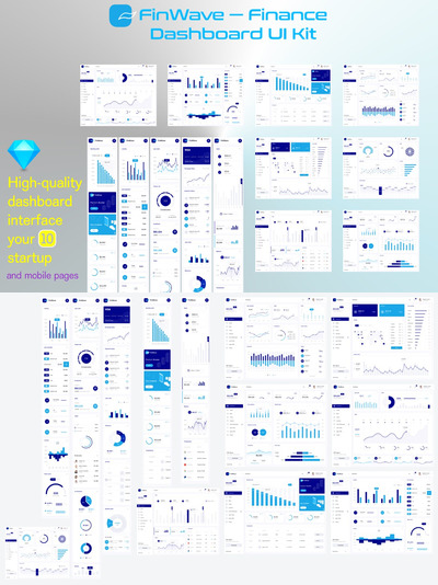 金融仪表盘大数据dashboard ui kits-sketch