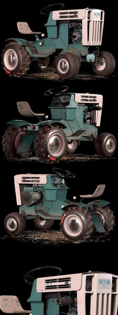 复古SEARS草坪拖拉机3D模型（OBJ,FBX,MAX）