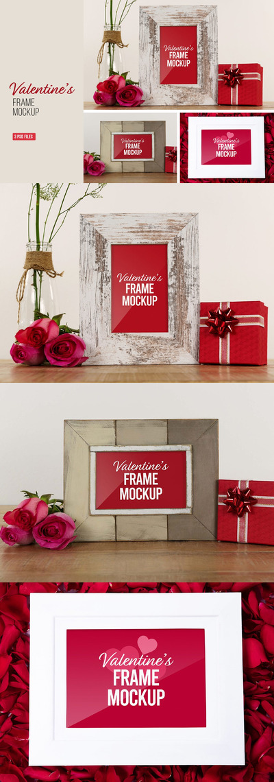情人节画框氛围样机 (PSD)