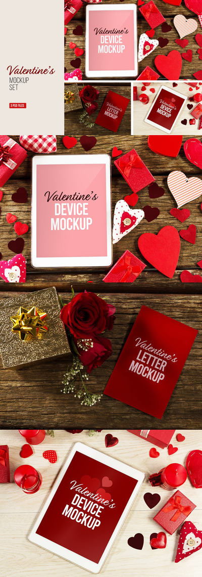 情人节iPad设备样机 (PSD)