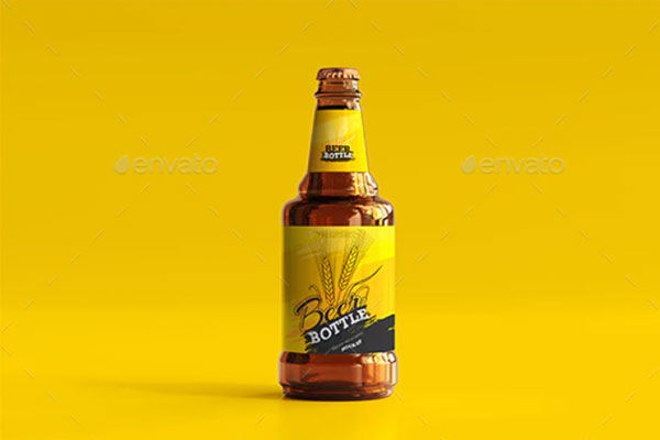 琥珀色啤酒瓶包装设计样机 (psd)