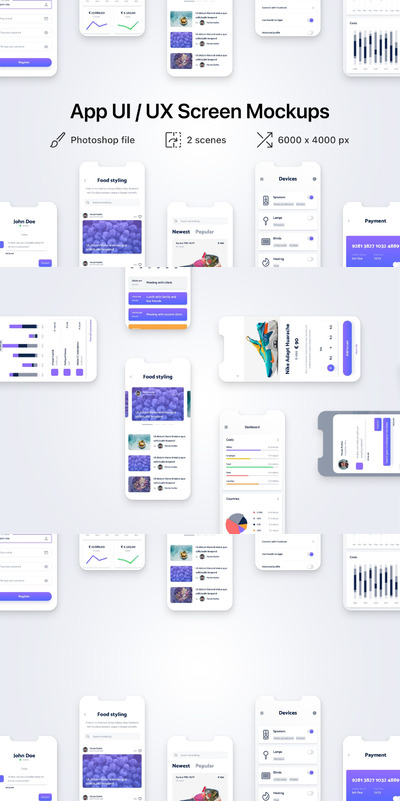 高品质的APP UI / UX样机展示模型mockups