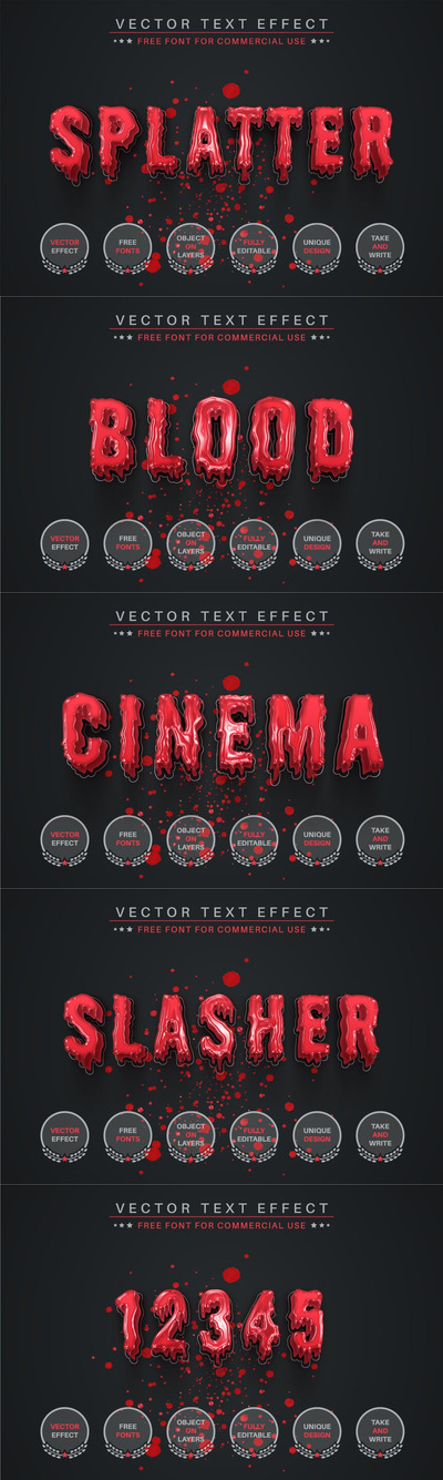 高品质的万圣节流血效果立体字字体设计illustrator图层样式-AI