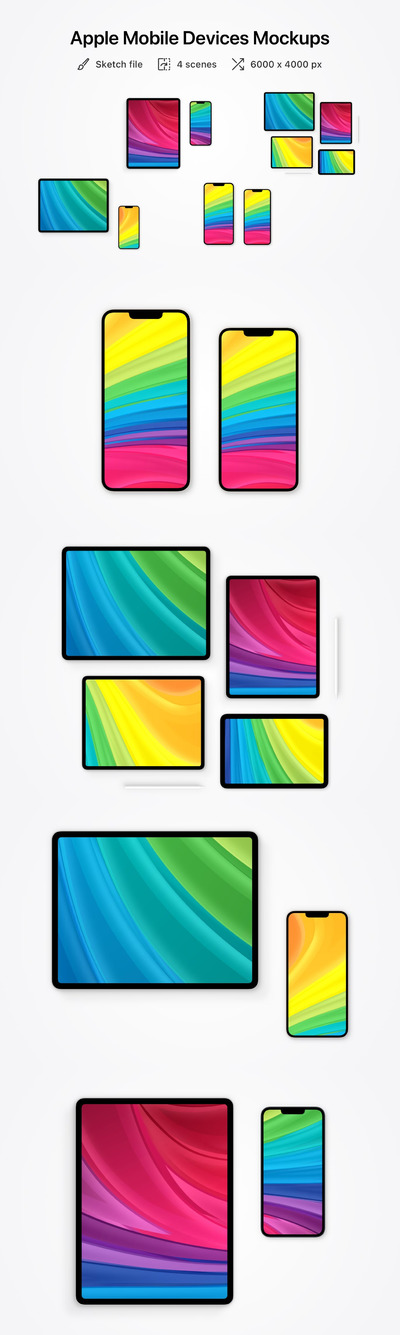 高品质的苹果移动设备APP UI样机展示模型mockups-sketch