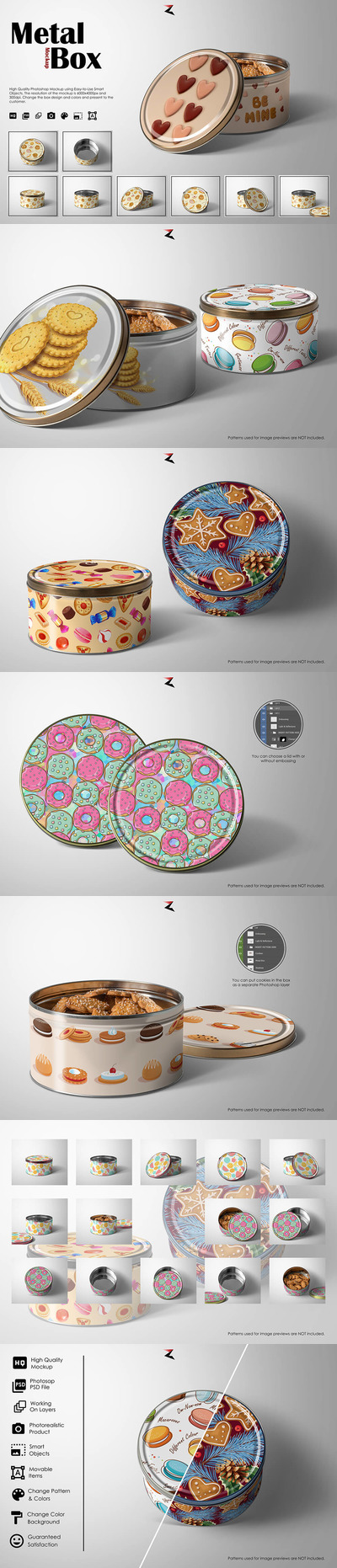 曲奇饼干金属盒样机 (psd)