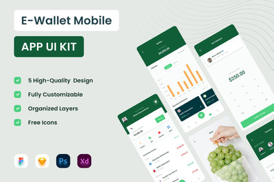 高品质的电子钱包APP UI KITS-PSD, XD, FIG, SKETCH