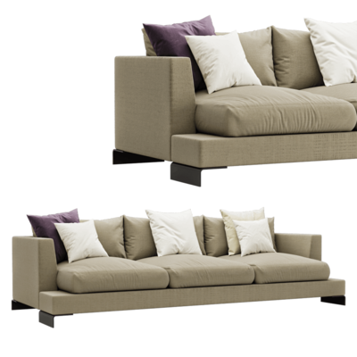 Long Island深杏色布艺沙发3D模型（OBJ,FBX,MAX）