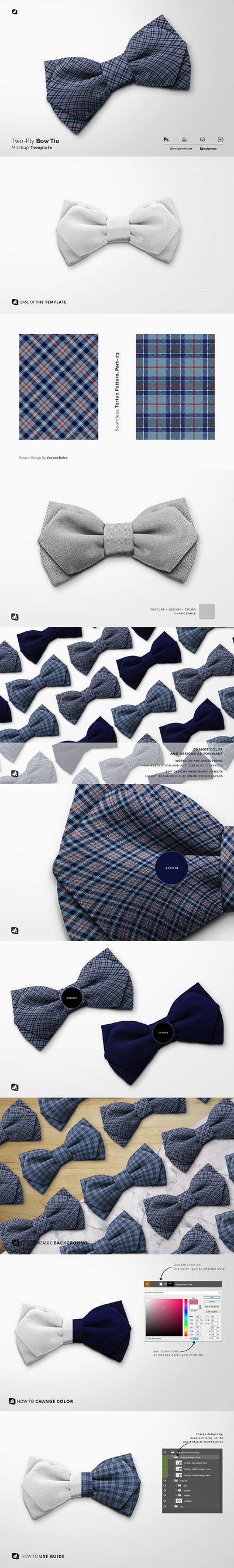 时尚配饰双层领结图案设计样机 (psd)