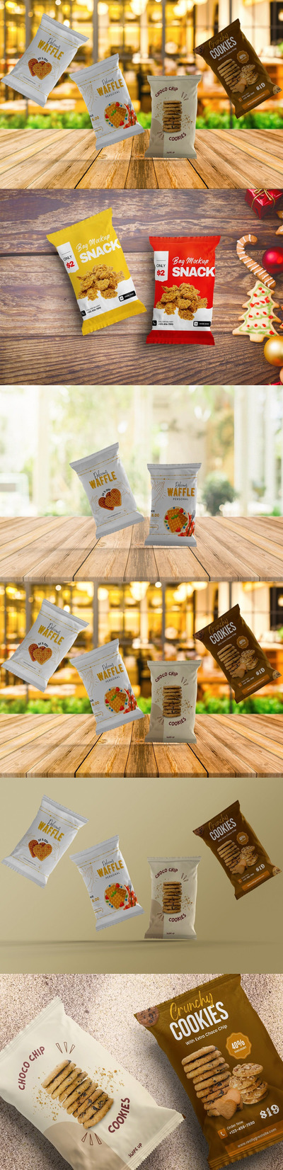 高品质的薯片零食包装设计VI样机展示模型mockups