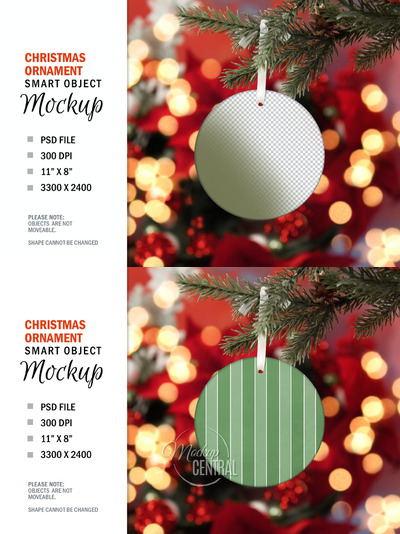 圣诞圆形装饰样机模型下载 (PSD)