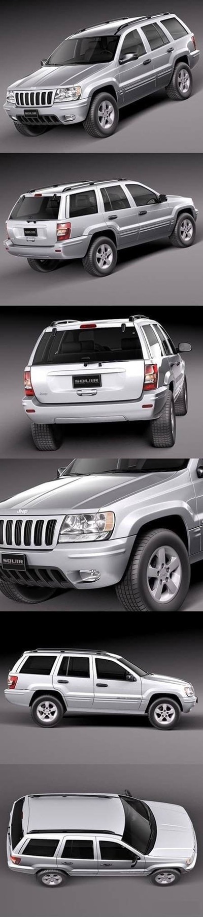 Jeep Grand Cherokee 1999-2005大切诺基银色SUV汽车3D模型（OBJ,FBX,MAX）